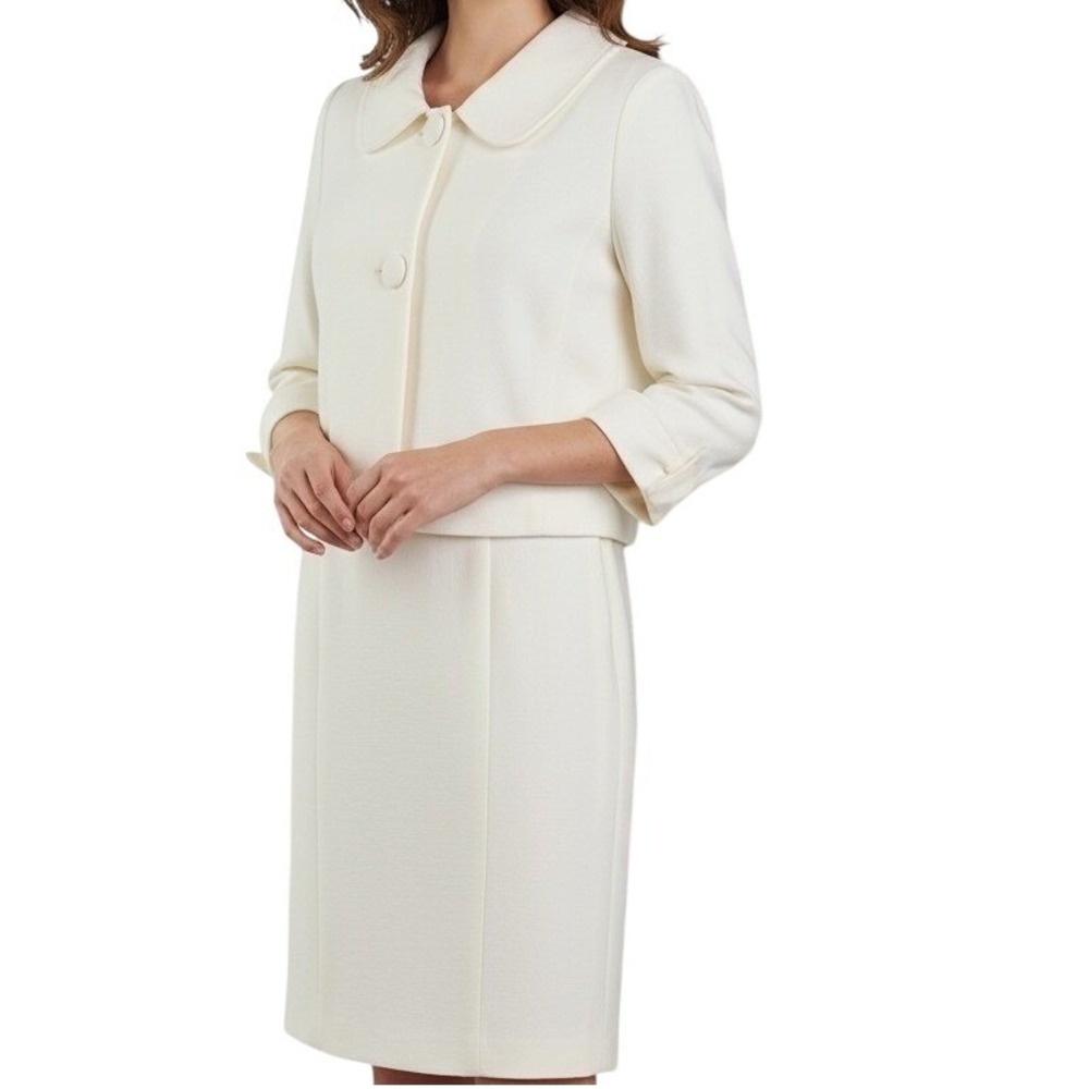 Tristan Winter White 60s Mod Suit Jacket & Dress Set Small Work Formal